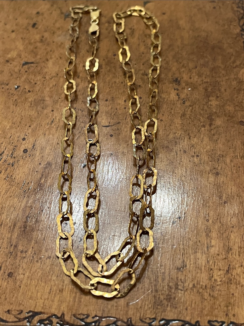 Vintage ITAOR Italy 925 Sterling Silver Gold Vermeil Geometric Link Chain - 28in